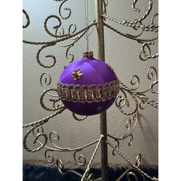 West Germany Koestel Christmas Ornament Purple And Gold Trimmings - Picture 6 of 7